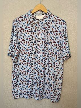 Criquet | Tour Range "Mangy Moose" Print Golf Polo | Size Medium